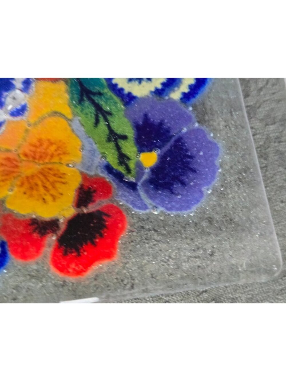 Peggy Karr Pansies Platter/Plate 9.5-inch Fused Glass Serving Dish Vintage - Picture 6 of 10